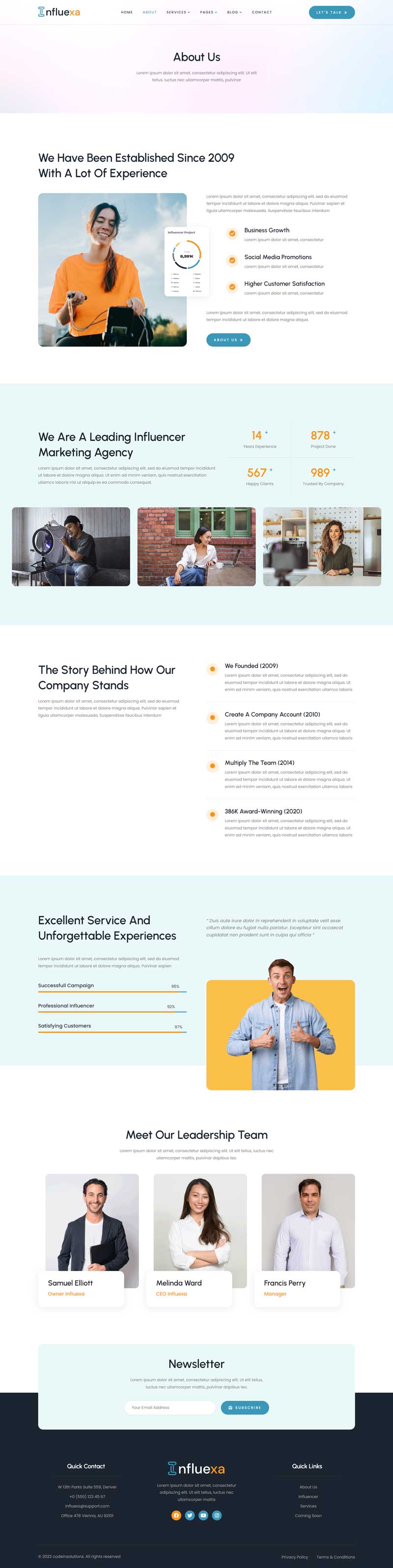 About — Influexa - Influencer Marketing Agency Elementor Template