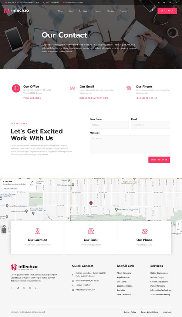 Contact — inTechzo - Startup & IT Company Elementor Template
