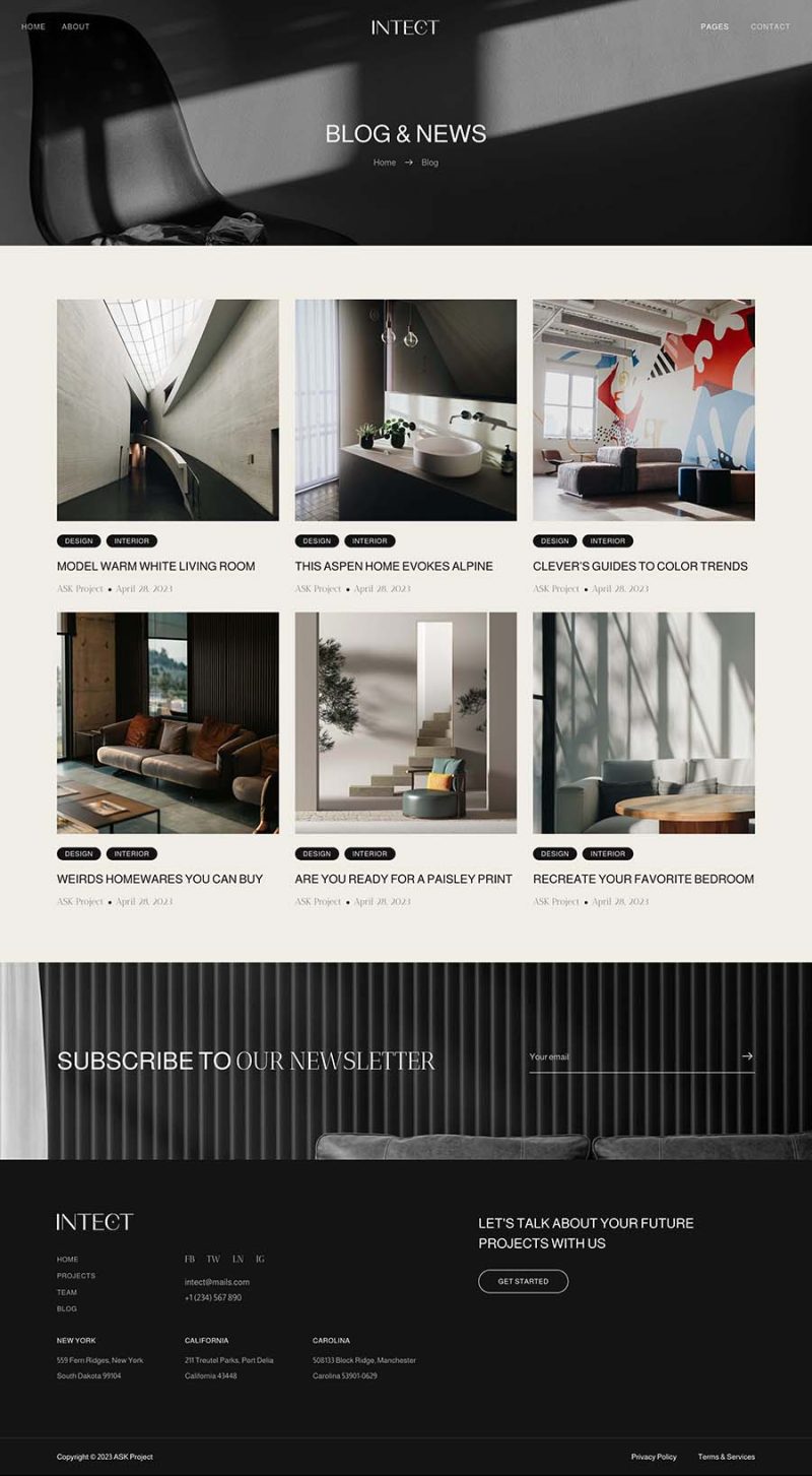 Blog — Intect - Interior Design & Architecture Elementor Template