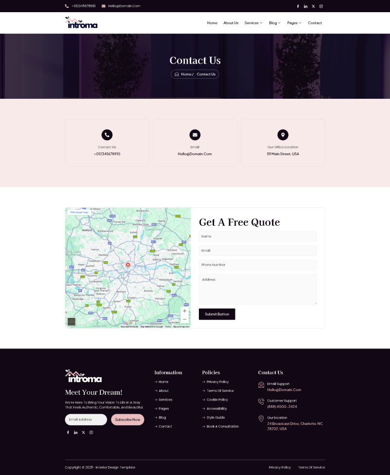 Contact — Introma - Interior Design & Architecture Elementor Template