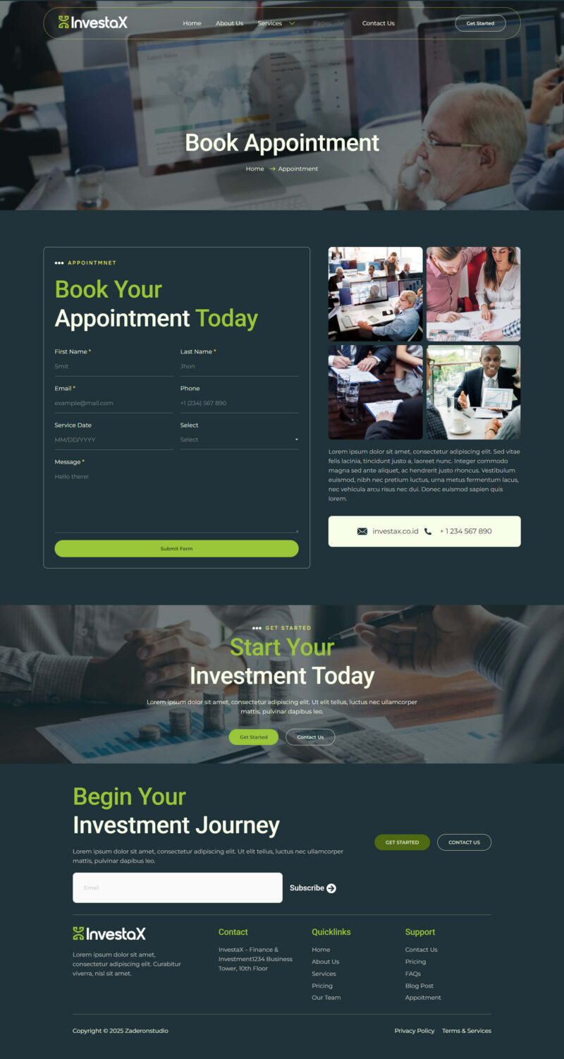 Book Appointment — InvestaX - Finance & Investment Elementor Template