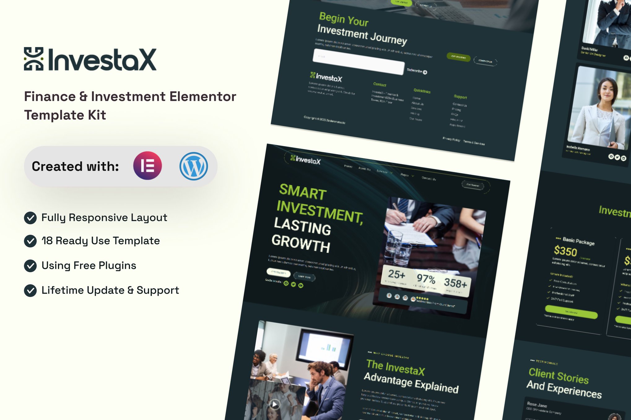 InvestaX - Finance & Investment Elementor Template — Elementor template kit cover