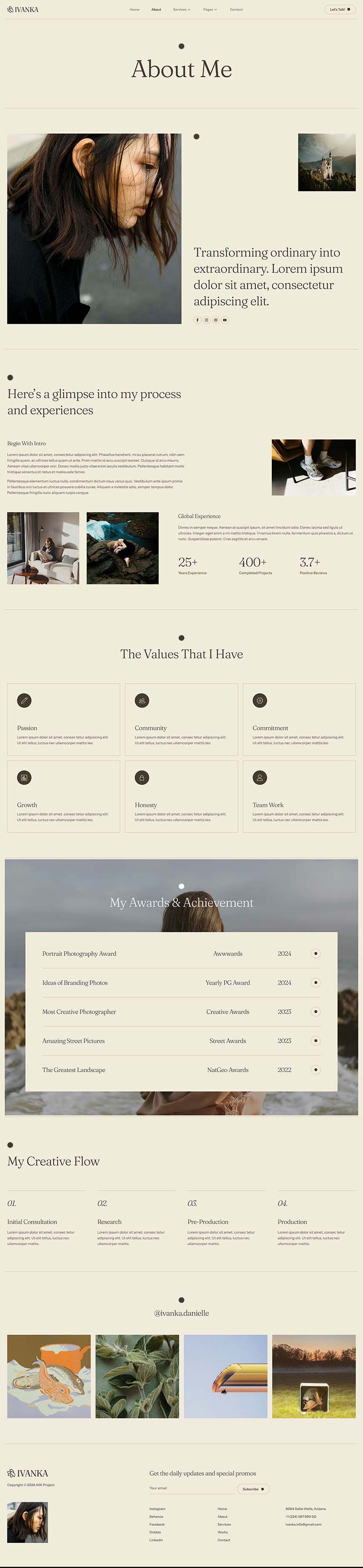 About — Ivanka - Photography & Portfolio Elementor Template
