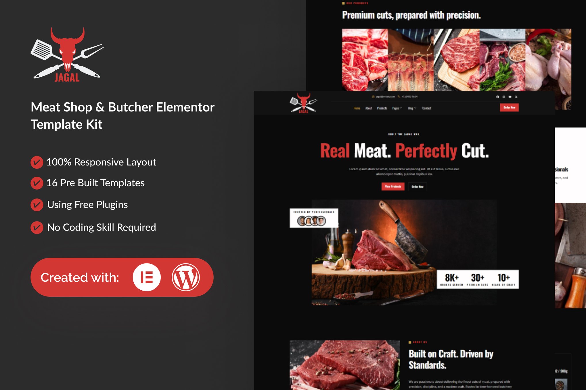 Jagal - Meat Shop & Butcher Elementor Template — Elementor template kit cover
