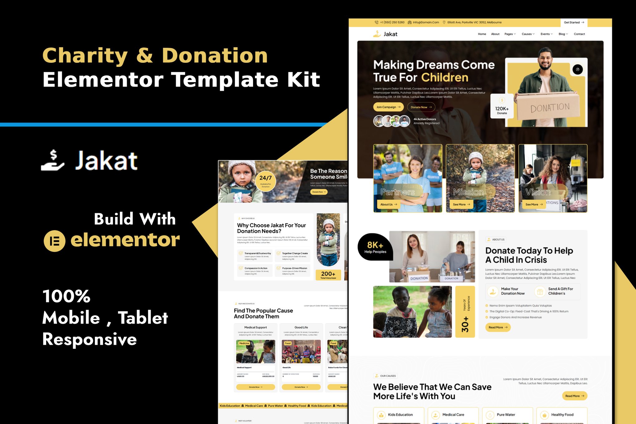 Jakat - Charity & Donation Elementor Template — Elementor template kit cover