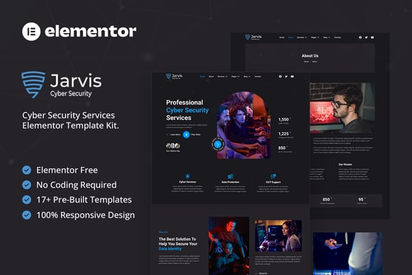Jarvis - Cyber Security Services Elementor Template — Elementor template kit cover