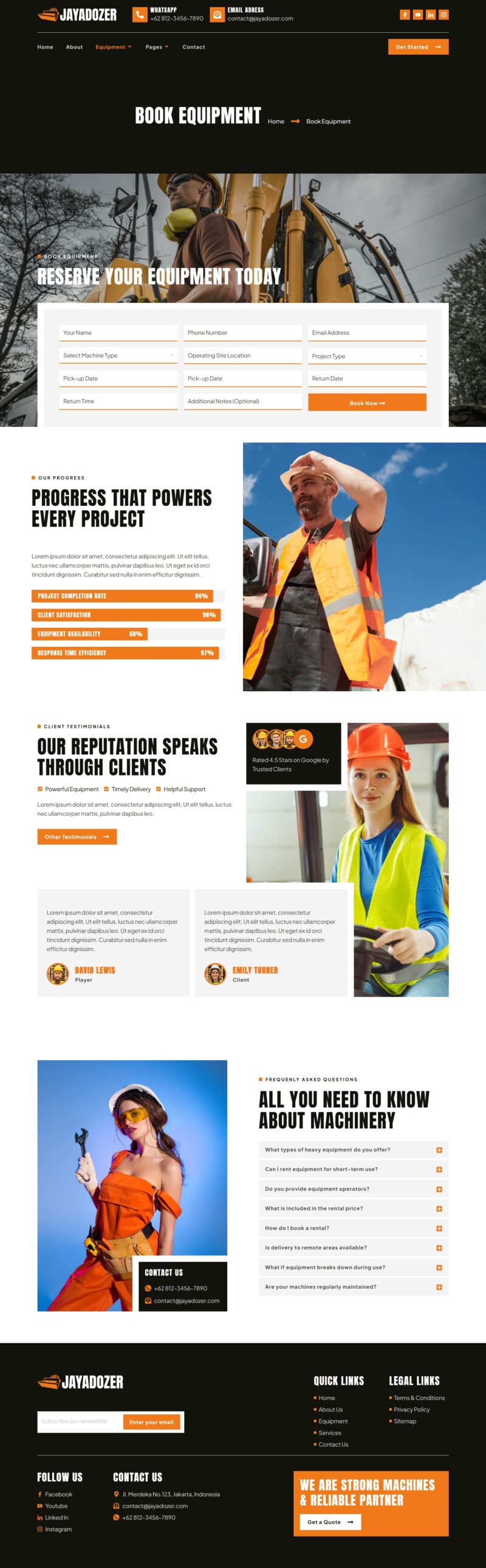 Book equipment — Jayadozer - Machinery Heavy Equipment Elementor Template