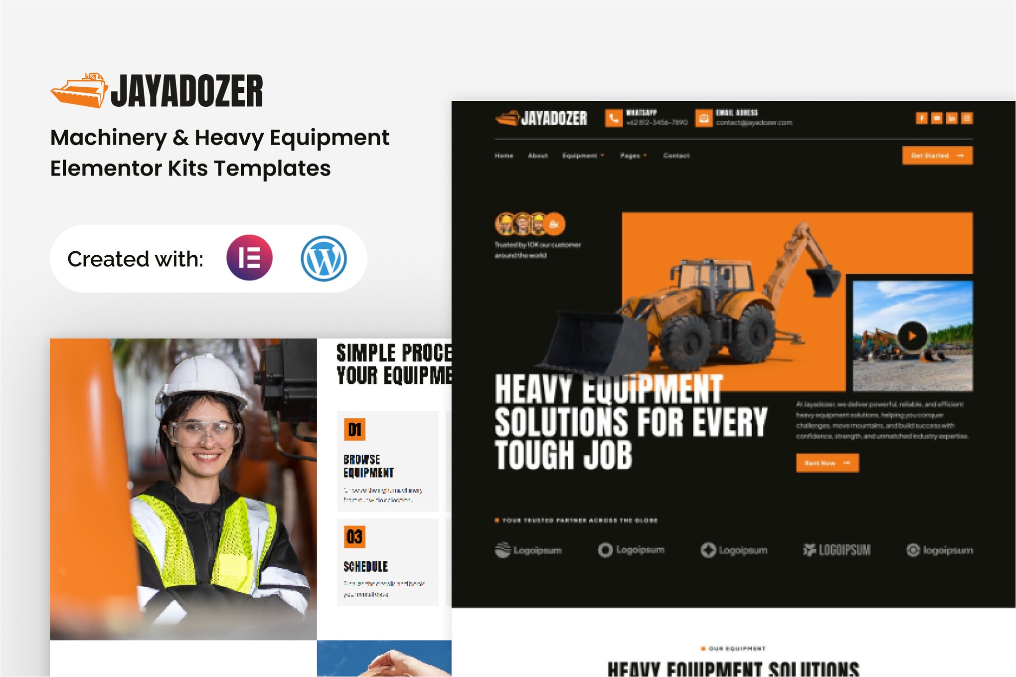 Jayadozer - Machinery Heavy Equipment Elementor Template — Elementor template kit cover