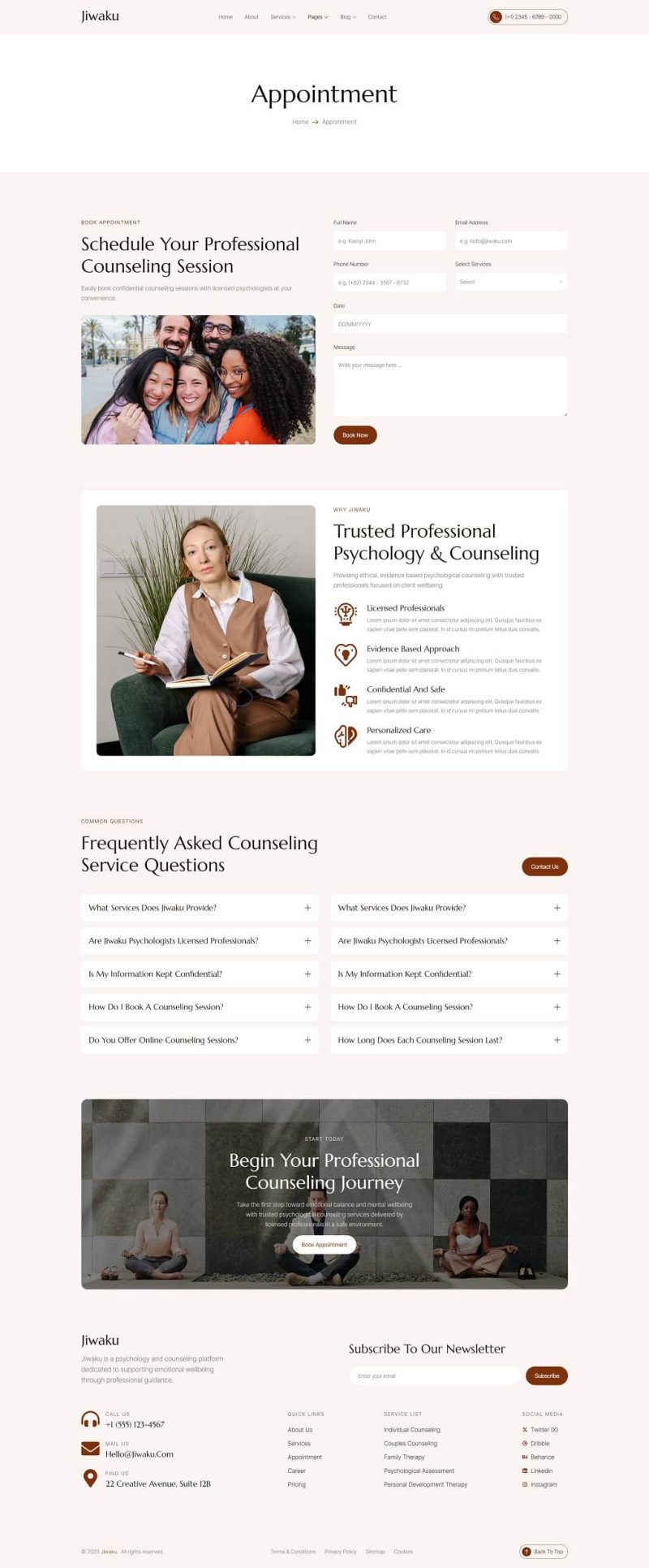 Appointment — Jiwaku - Psychology & Counseling Elementor Template