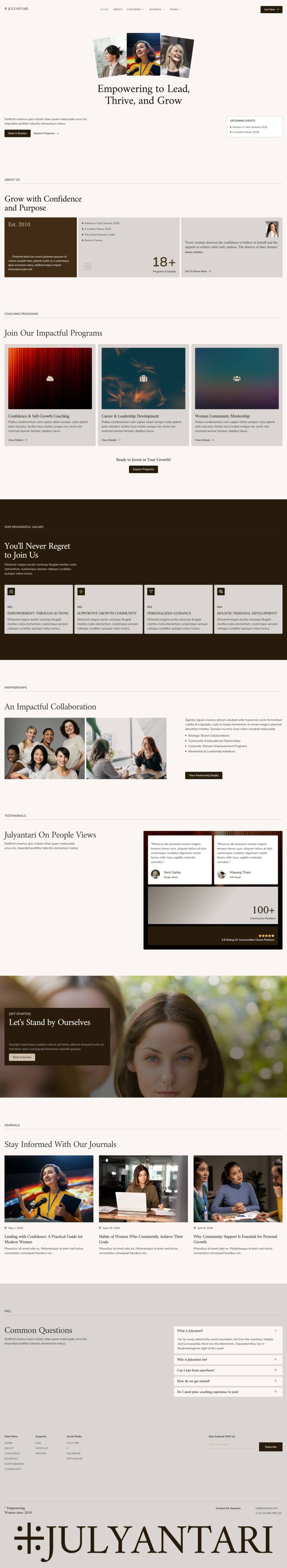 Home — Julyantari - Womenpreneur Coach & Community Elementor Template