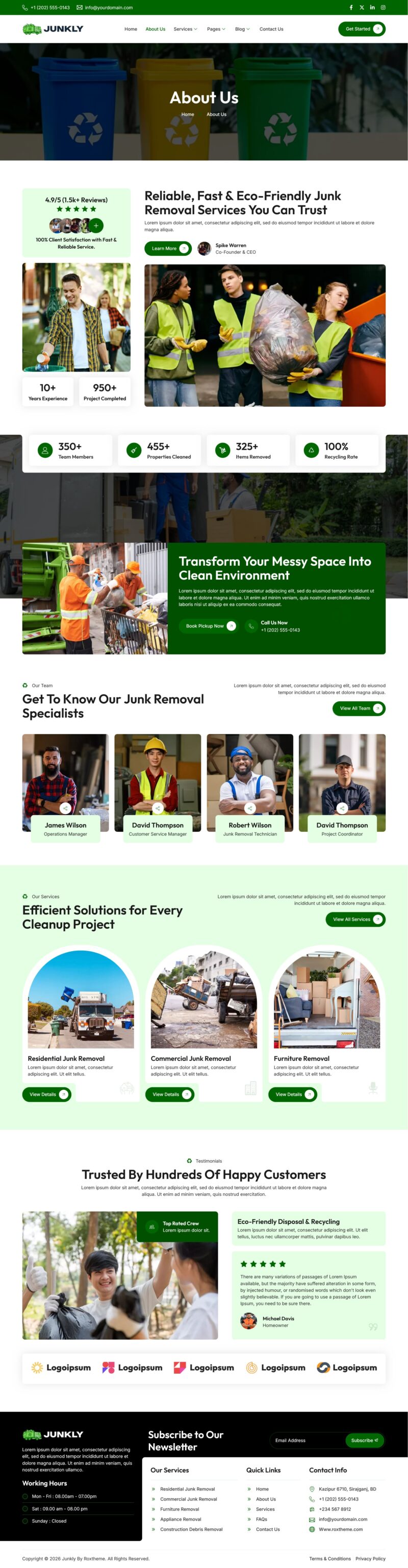About Us — Junkly - Junk Removal Services Elementor Template