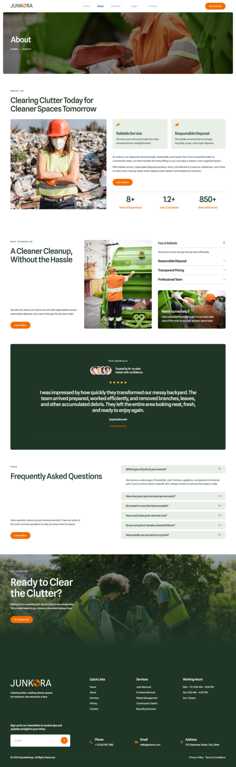 About — Junkora - Junk Removal & Waste Management Elementor Template