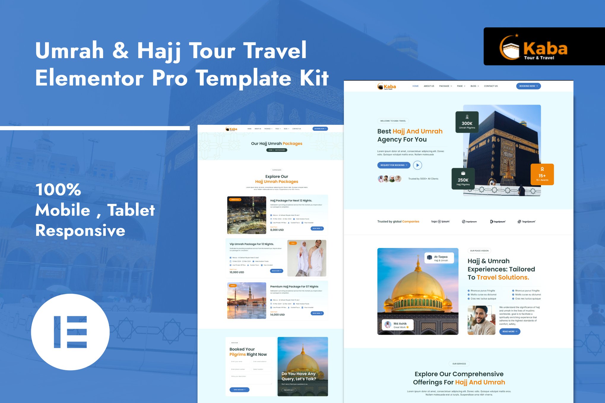 Kaba - Umrah & Hajj Tour Travel Elementor Pro Elementor Template — Elementor template kit cover