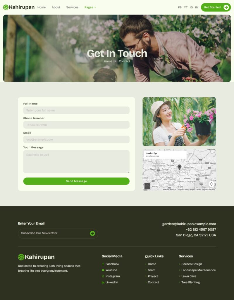 Contact — Kahirupan - Landscape & Gardening Elementor Template