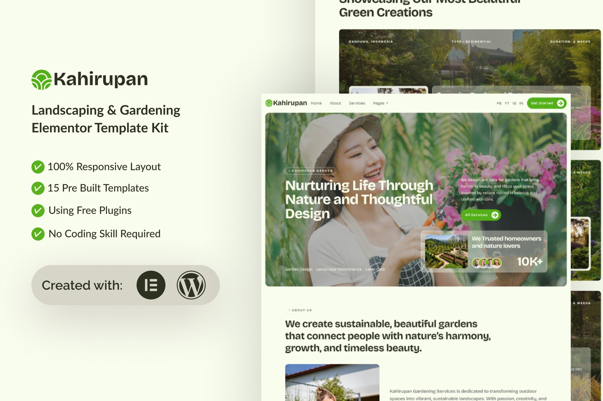 Kahirupan - Landscape & Gardening Elementor Template — Elementor template kit cover