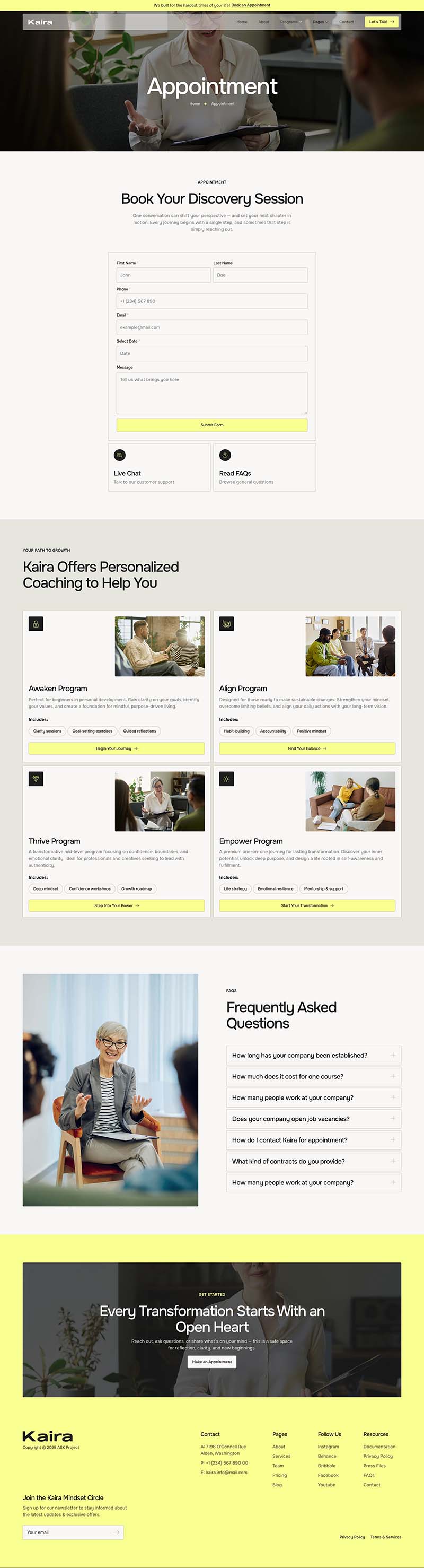 Appointment — Kaira - Life Coach & Self-Growth Elementor Template