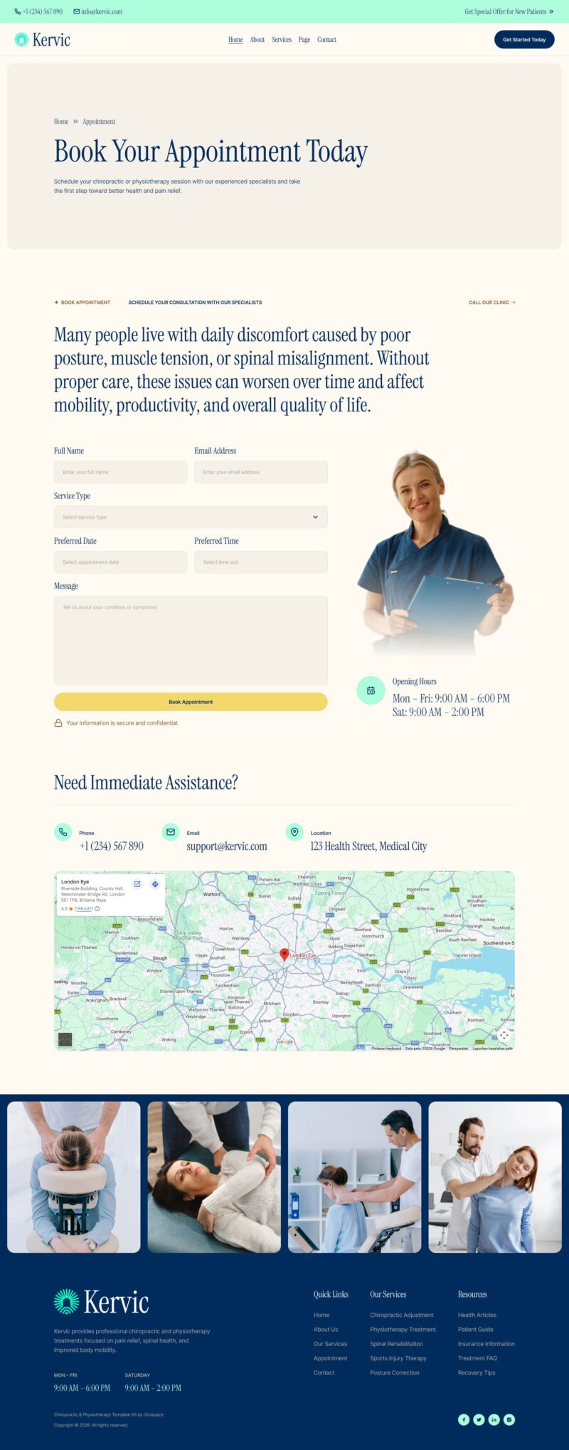Appointment — Kervic – Chiropractic & Physiotherapy Elementor Template