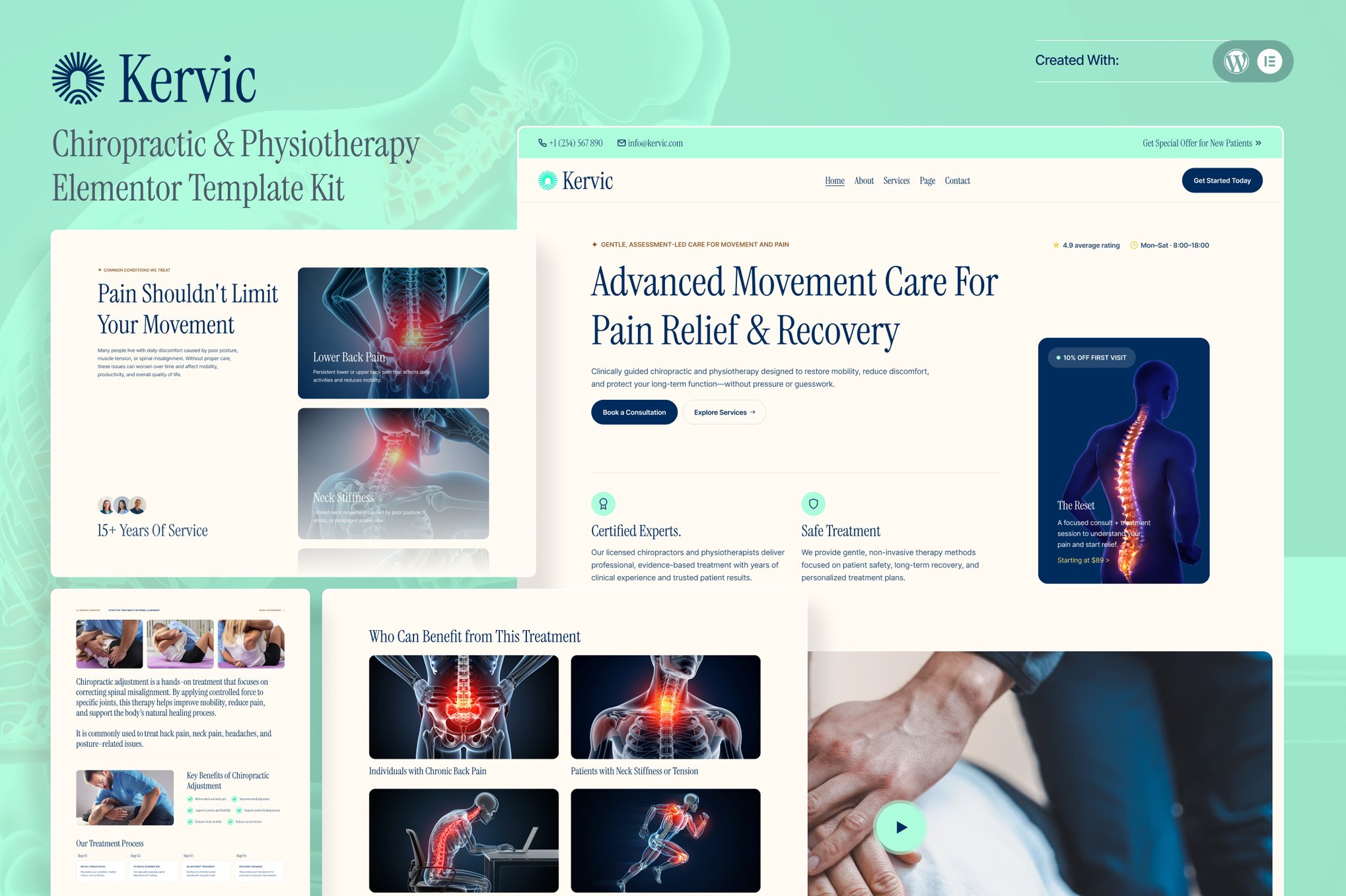 Kervic – Chiropractic & Physiotherapy Elementor Template — Elementor template kit cover