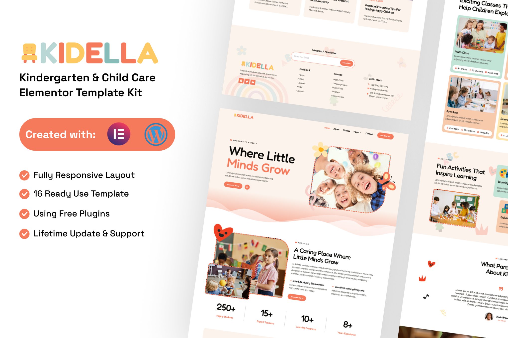Kidella - Kindergarten & Child Care Elementor Template — Elementor template kit cover