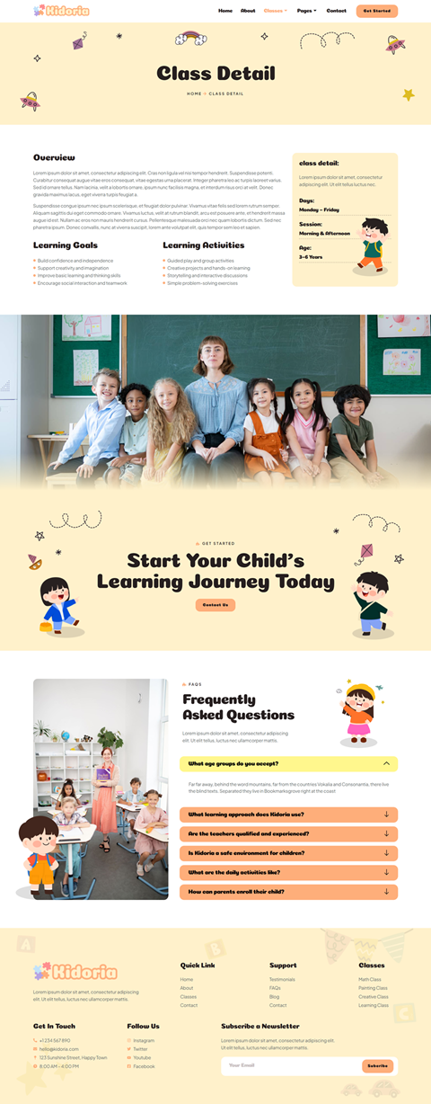 Class Detail — Kidoria - Kindergarten & Child Care Elementor Template