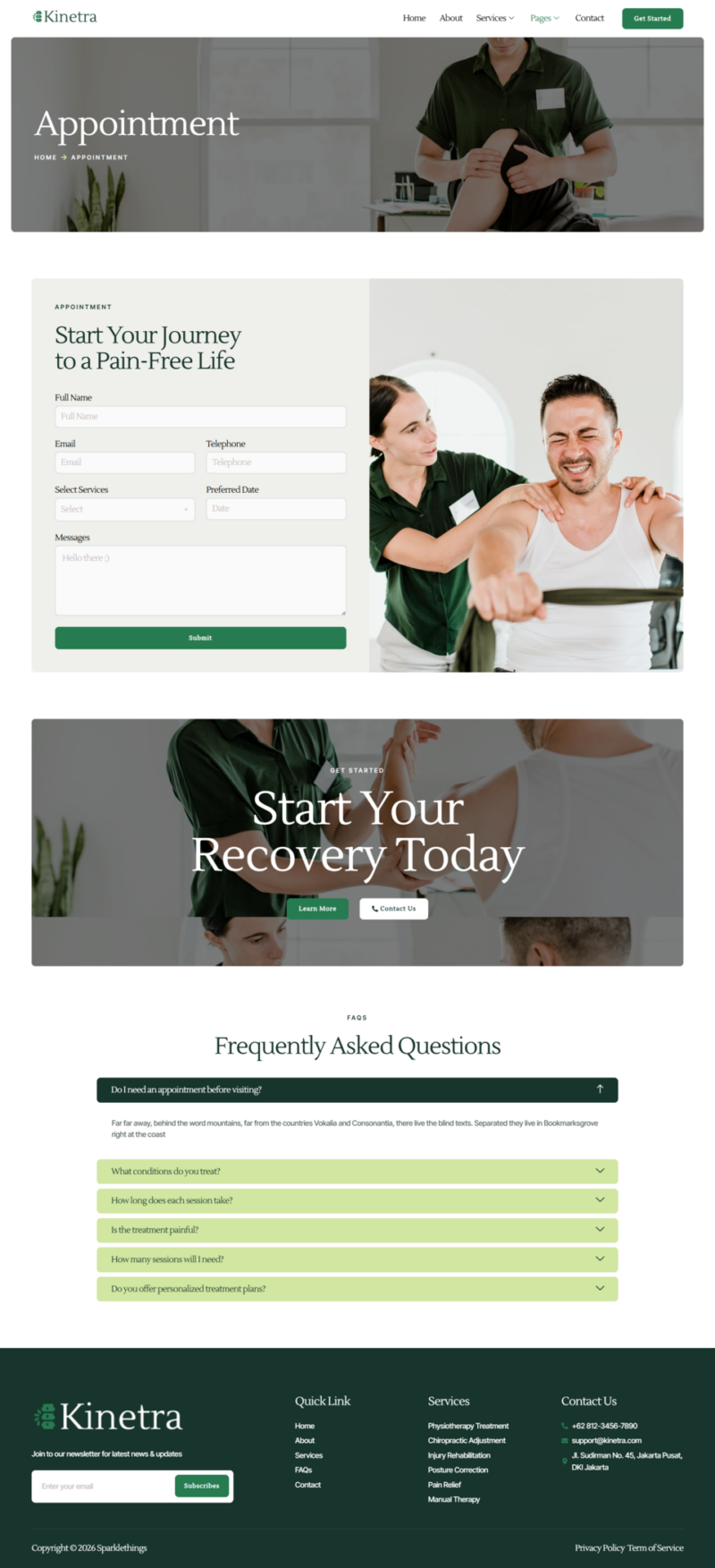 Appointment — Kinetra - Physiotherapy & Chiropractic Elementor Template