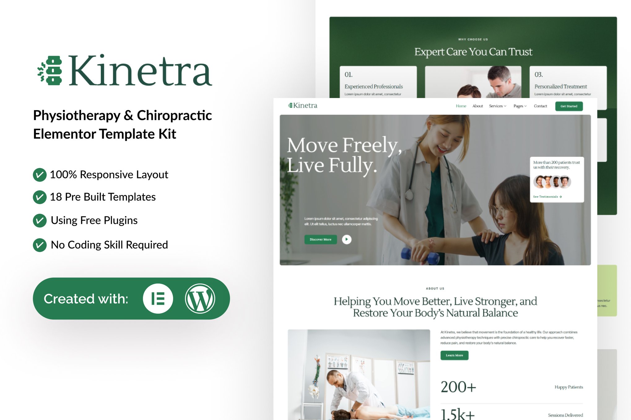 Kinetra - Physiotherapy & Chiropractic Elementor Template — Elementor template kit cover