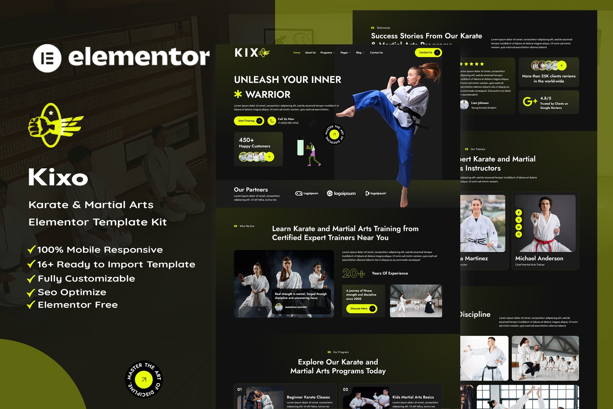 Kixo - Karate & Martial Arts School Elementor Template — Elementor template kit cover