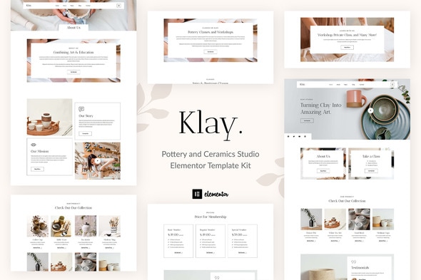 Klay - Pottery and Ceramics Studio Elementor Template — Elementor template kit cover