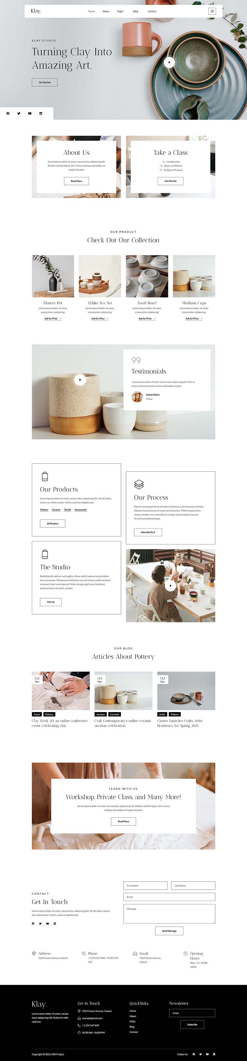 Home — Klay - Pottery and Ceramics Studio Elementor Template