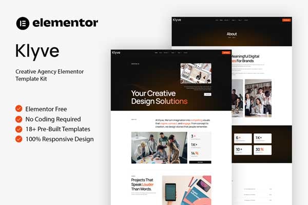 Klyve - Creative Agency Elementor Template — Elementor template kit cover