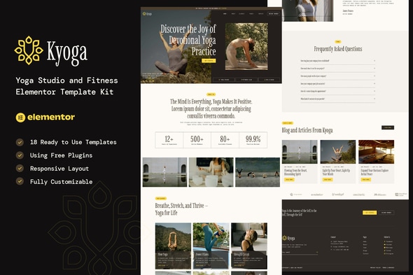 Kyoga - Yoga Studio & Fitness Elementor Template — Elementor template kit cover