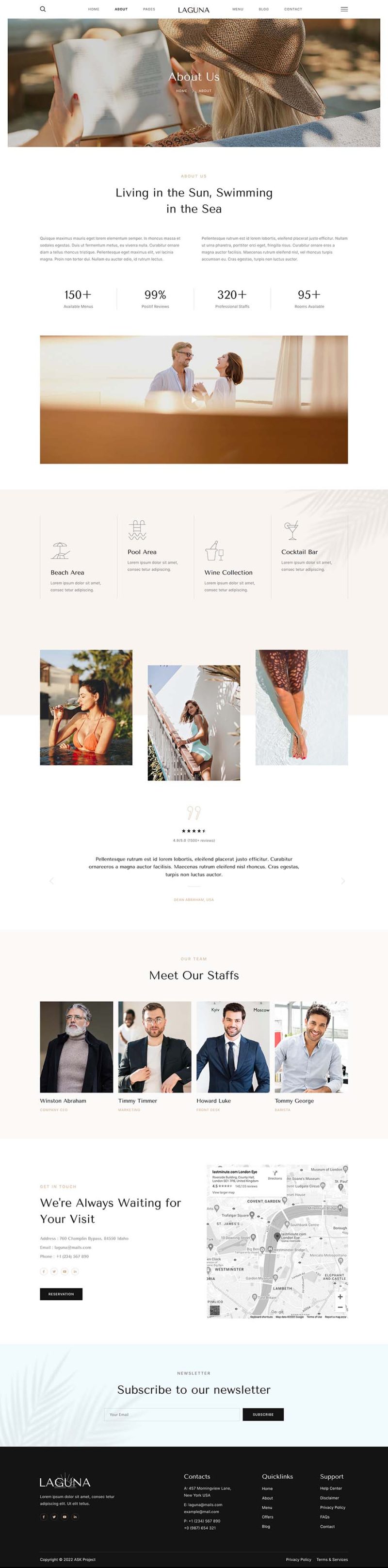 About — Laguna - Beach Club Lounge Bar & Resort Elementor Template