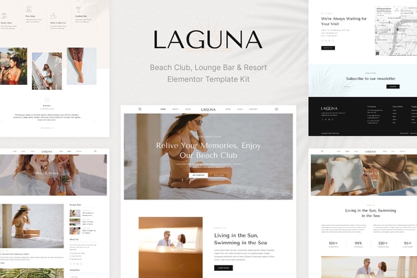 Laguna - Beach Club Lounge Bar & Resort Elementor Template — Elementor template kit cover