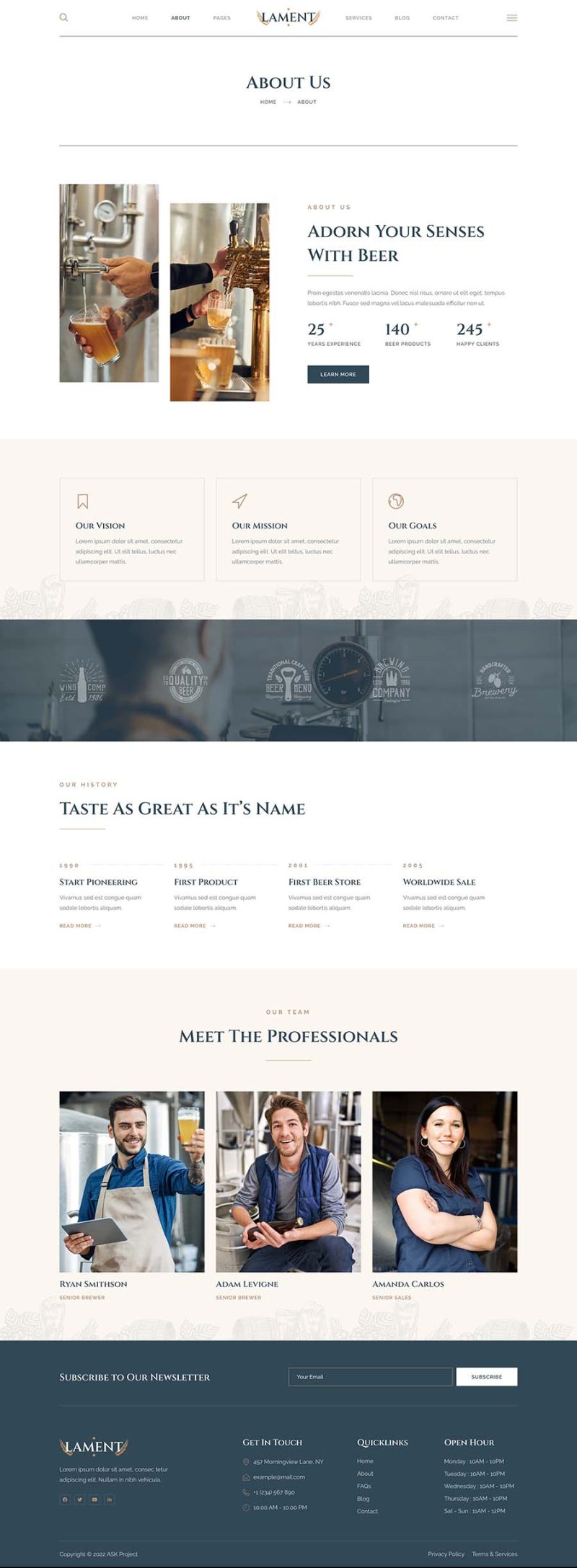 About — Lament - Craft Beer & Brewery Elementor Template