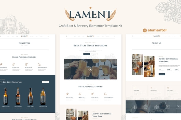 Lament - Craft Beer & Brewery Elementor Template — Elementor template kit cover