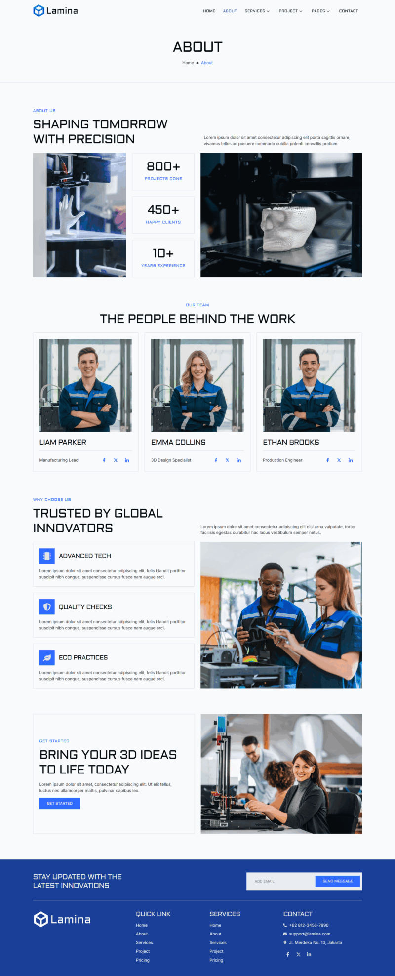 About — Lamina - 3D Printing Services Elementor Template