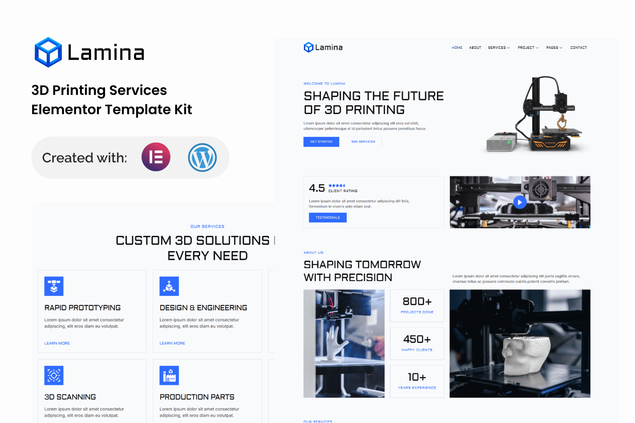 Lamina - 3D Printing Services Elementor Template — Elementor template kit cover