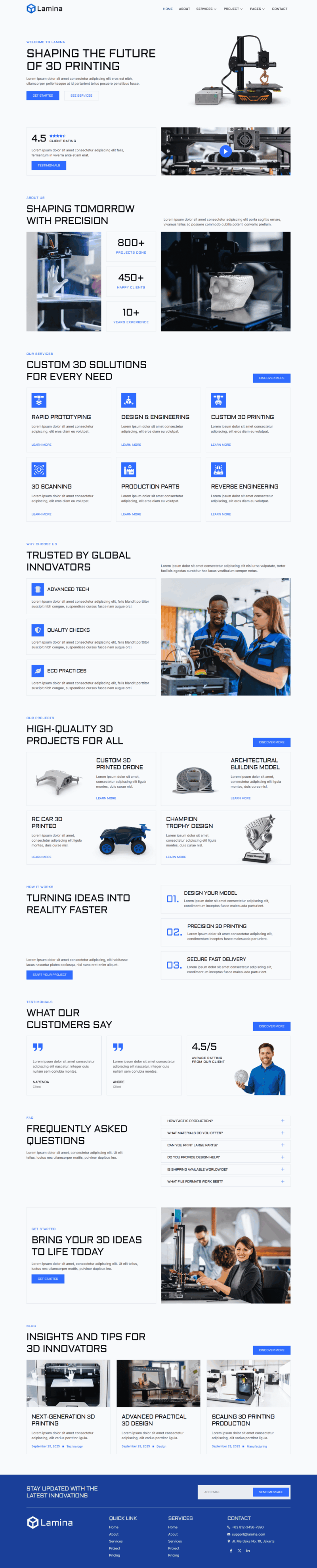 Home — Lamina - 3D Printing Services Elementor Template