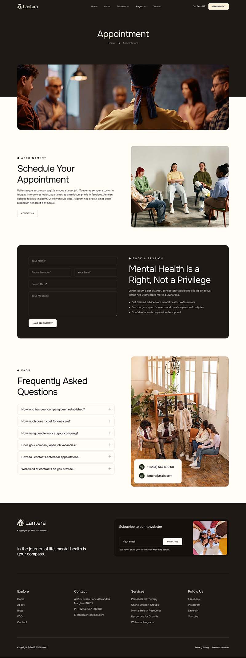 Appointment — Lantera - Psychologist & Mental Health Elementor Template