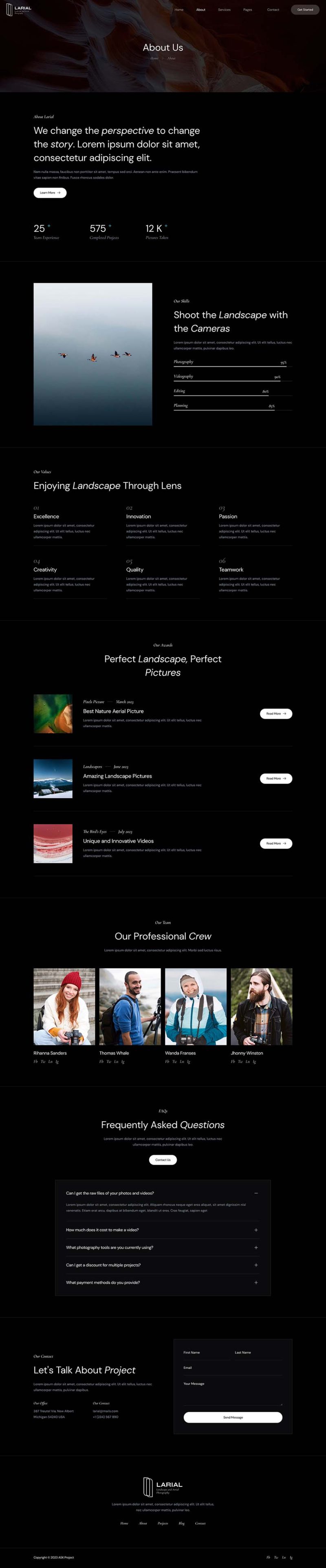 About — Larial - Landscape & Aerial Photography Elementor Template