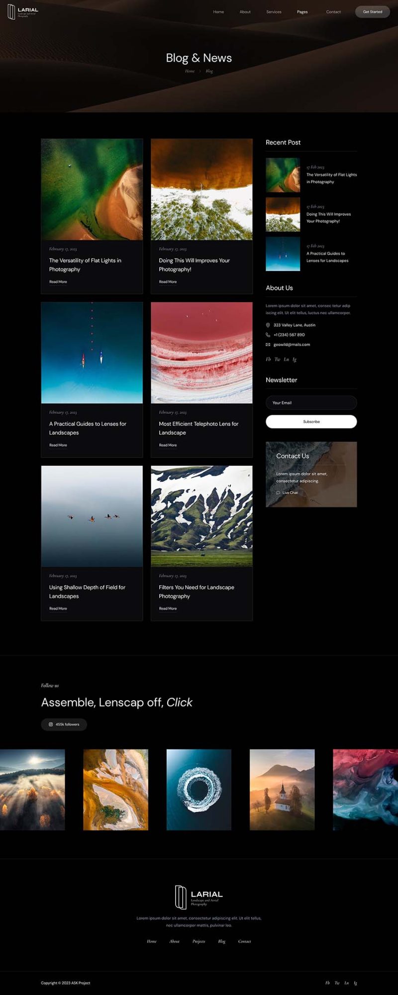 Blog — Larial - Landscape & Aerial Photography Elementor Template