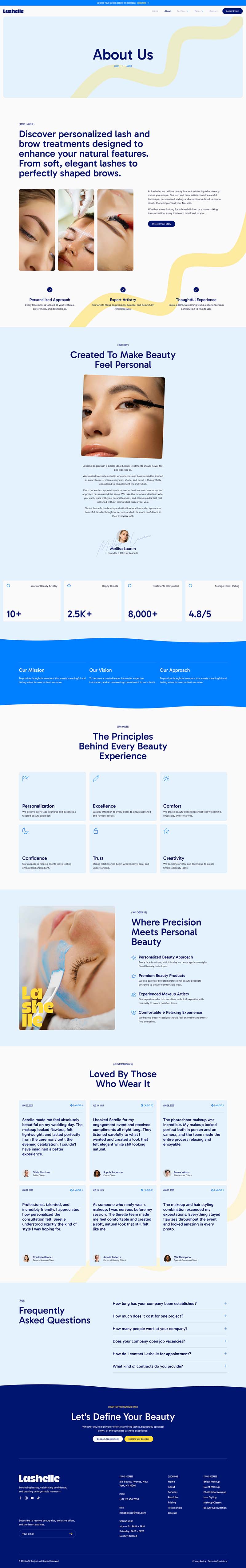 About — Lashelle - Lash & Brow Studio Elementor Template