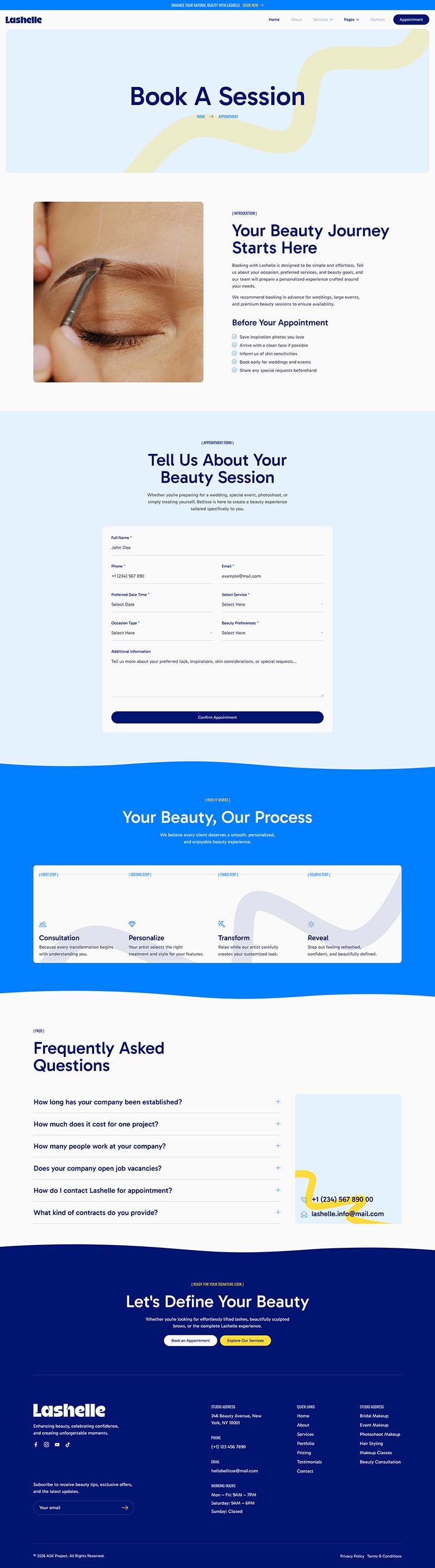 Appointment — Lashelle - Lash & Brow Studio Elementor Template