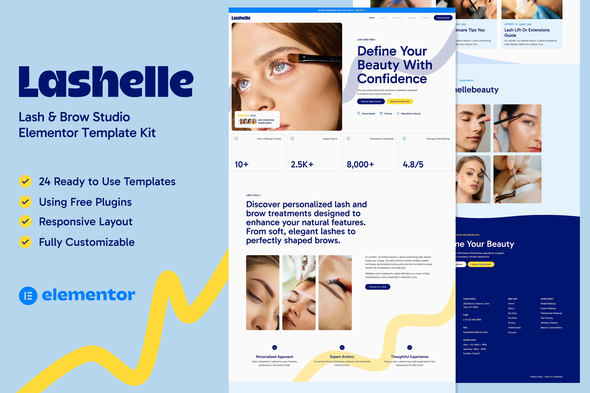 Lashelle - Lash & Brow Studio Elementor Template — Elementor template kit cover