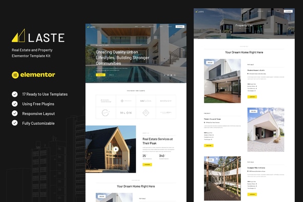 Laste - Real Estate & Property Elementor Template — Elementor template kit cover