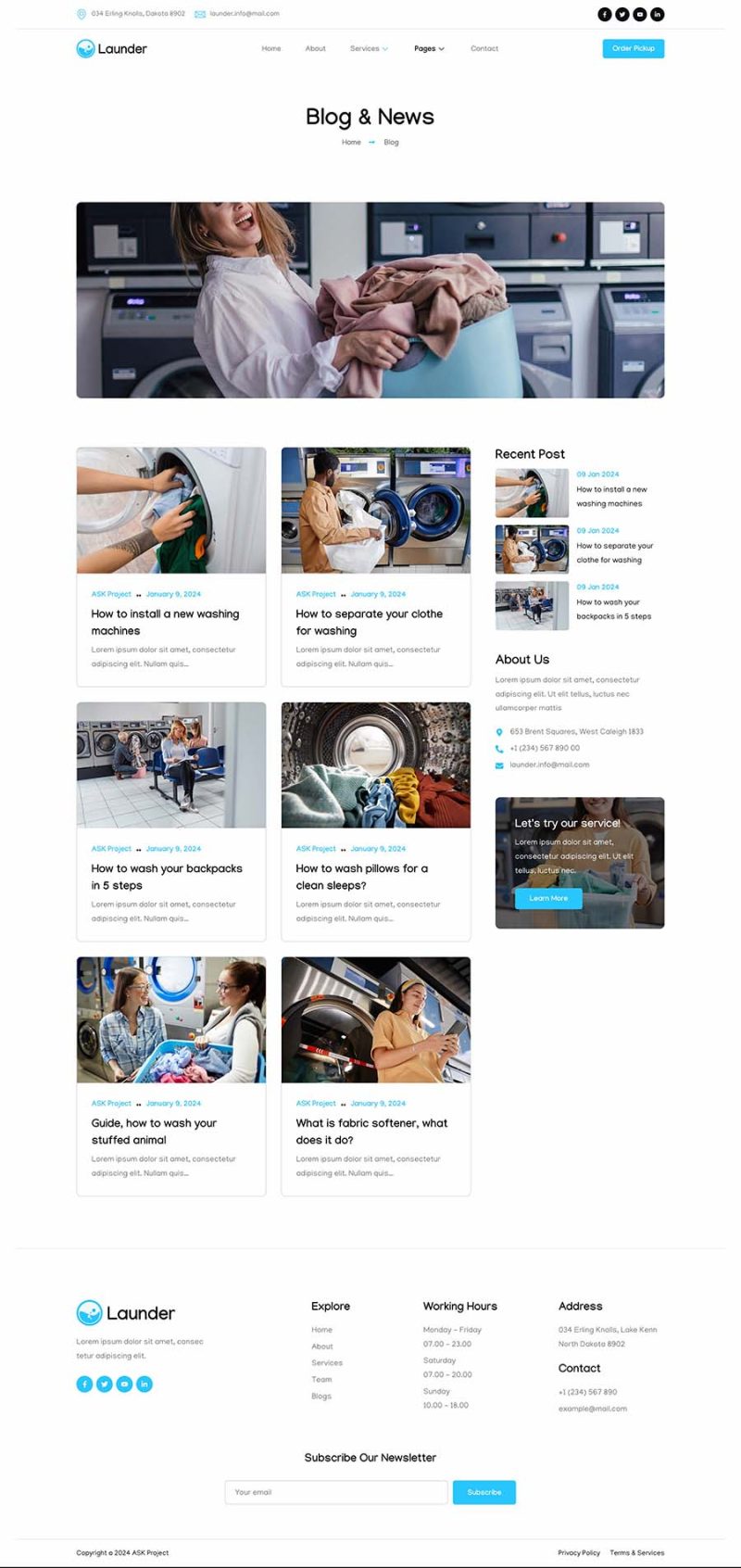 Blog — Launder - Laundry Service & Dry Cleaning Elementor Template