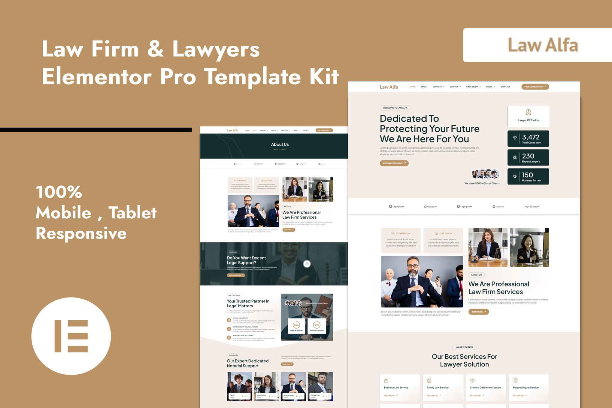 LawAlfa - Law Firm & Lawyers Elementor Pro Elementor Template — Elementor template kit cover