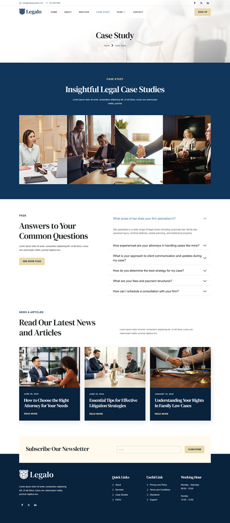 Case Study — Legalo - Lawyer Attorney and Law Firm Elementor Template