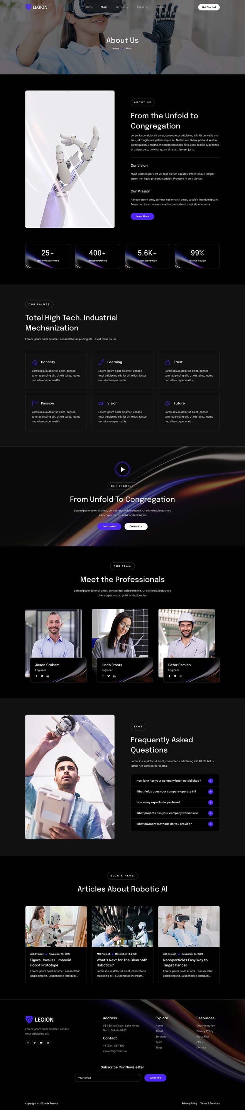 About — Legion - Artificial Intelligence & Robotics Elementor Template