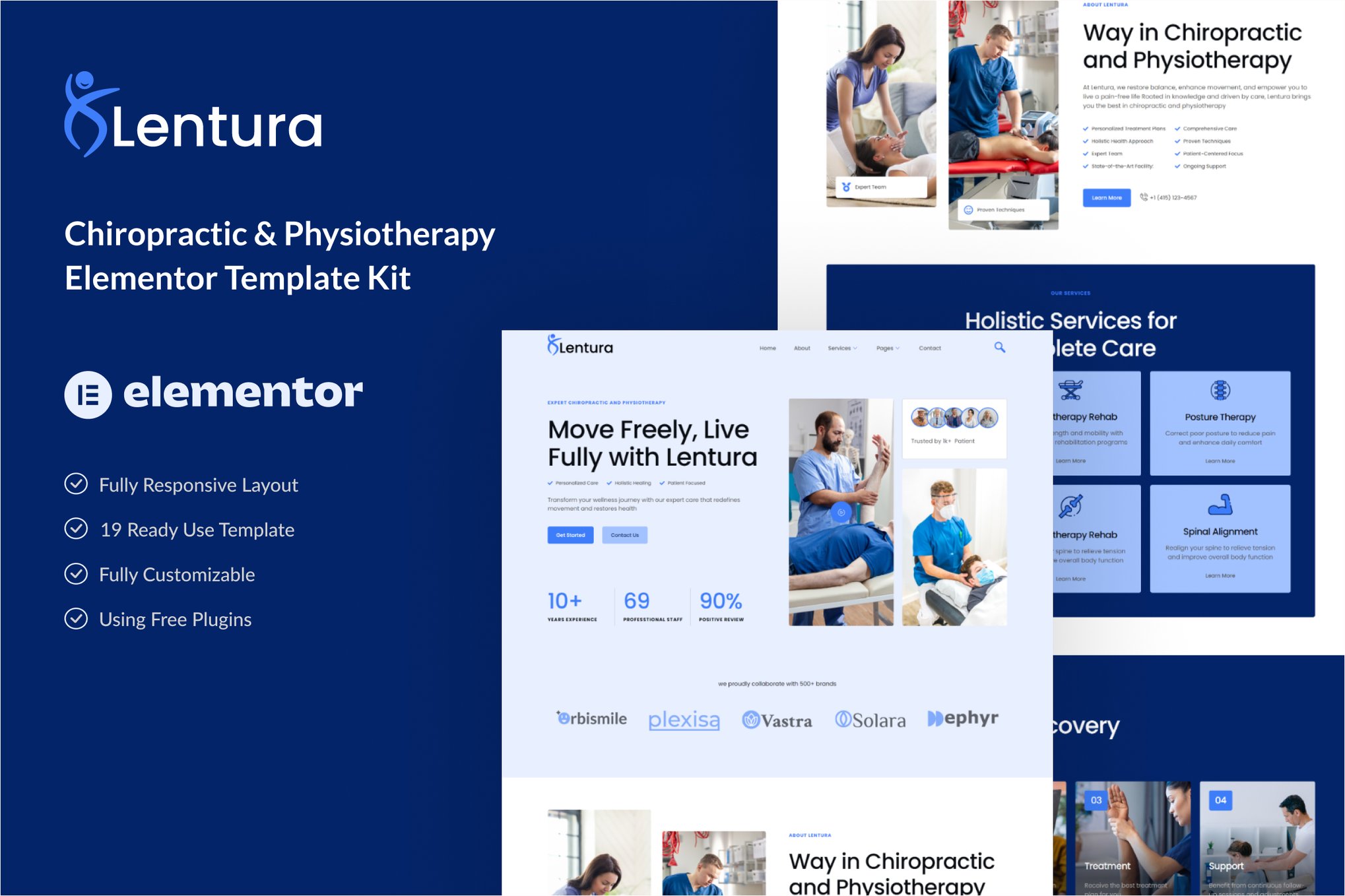 Lentura - Chiropractic & Physiotherapy Elementor Template — Elementor template kit cover